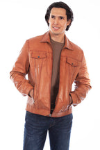 Soft lamb brown leather jacket