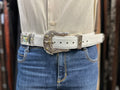 White cow/ starts metal belt