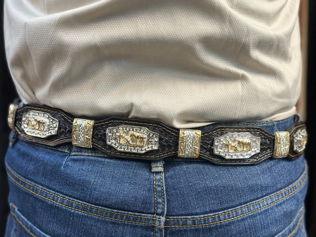 Horse and cross metal belt