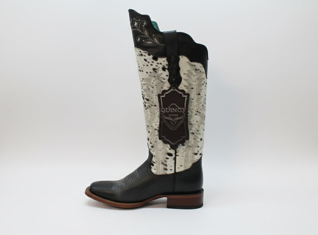 KNEE HIGH COWHIDE LEATHER BOOTS
