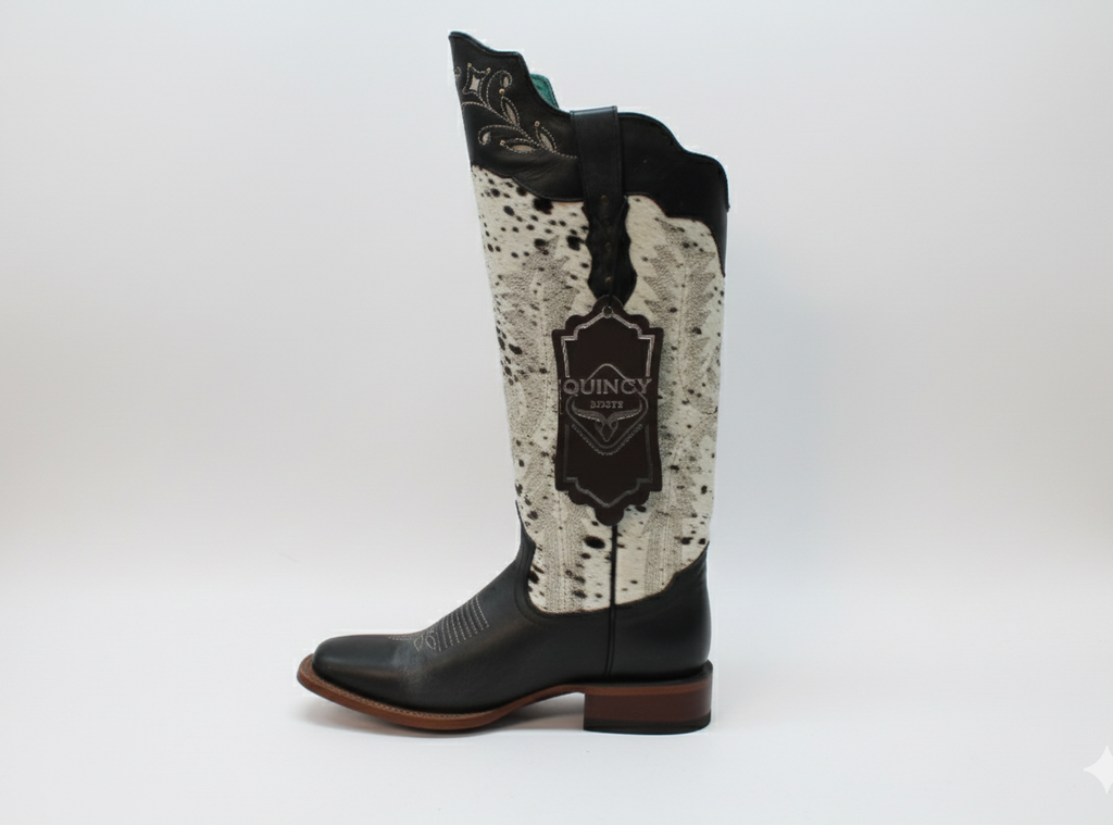 KNEE HIGH COWHIDE LEATHER BOOTS