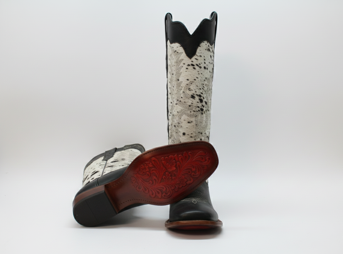 KNEEHIDE MIX LEATHER BOOTS