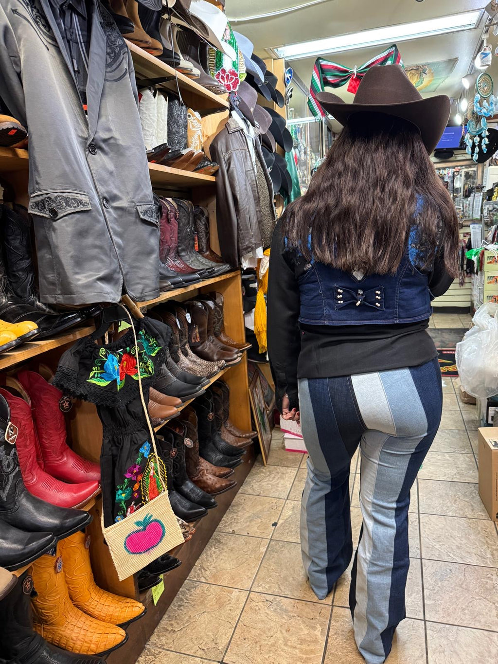 DENIM STRIPPED BLUE JEANS