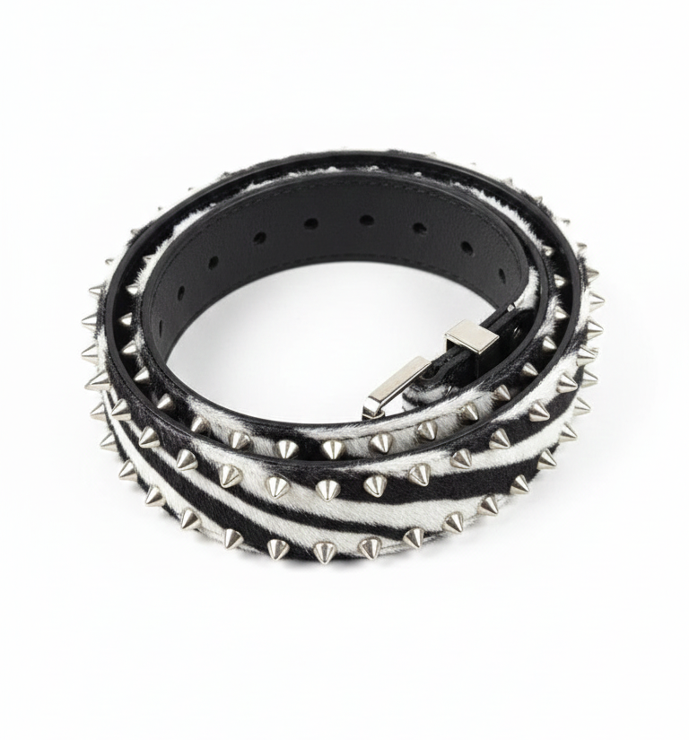 Studded Zebra Print Belt