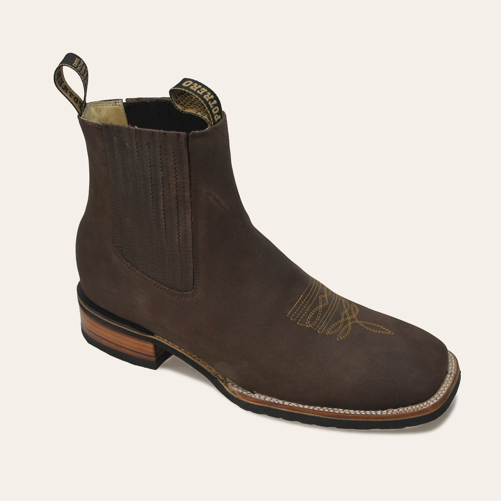 Ankle-Length Suede Boot with Medallion