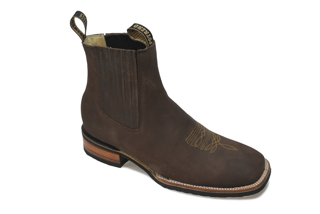 Ankle-Length Suede Boot with Medallion