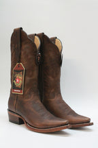 BROWN PLAIN LEATHER SNIP TOE