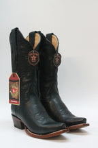 BLACK PLAIN LEATHER SNIP TOE