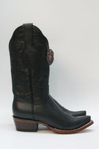 BLACK PLAIN LEATHER SNIP TOE