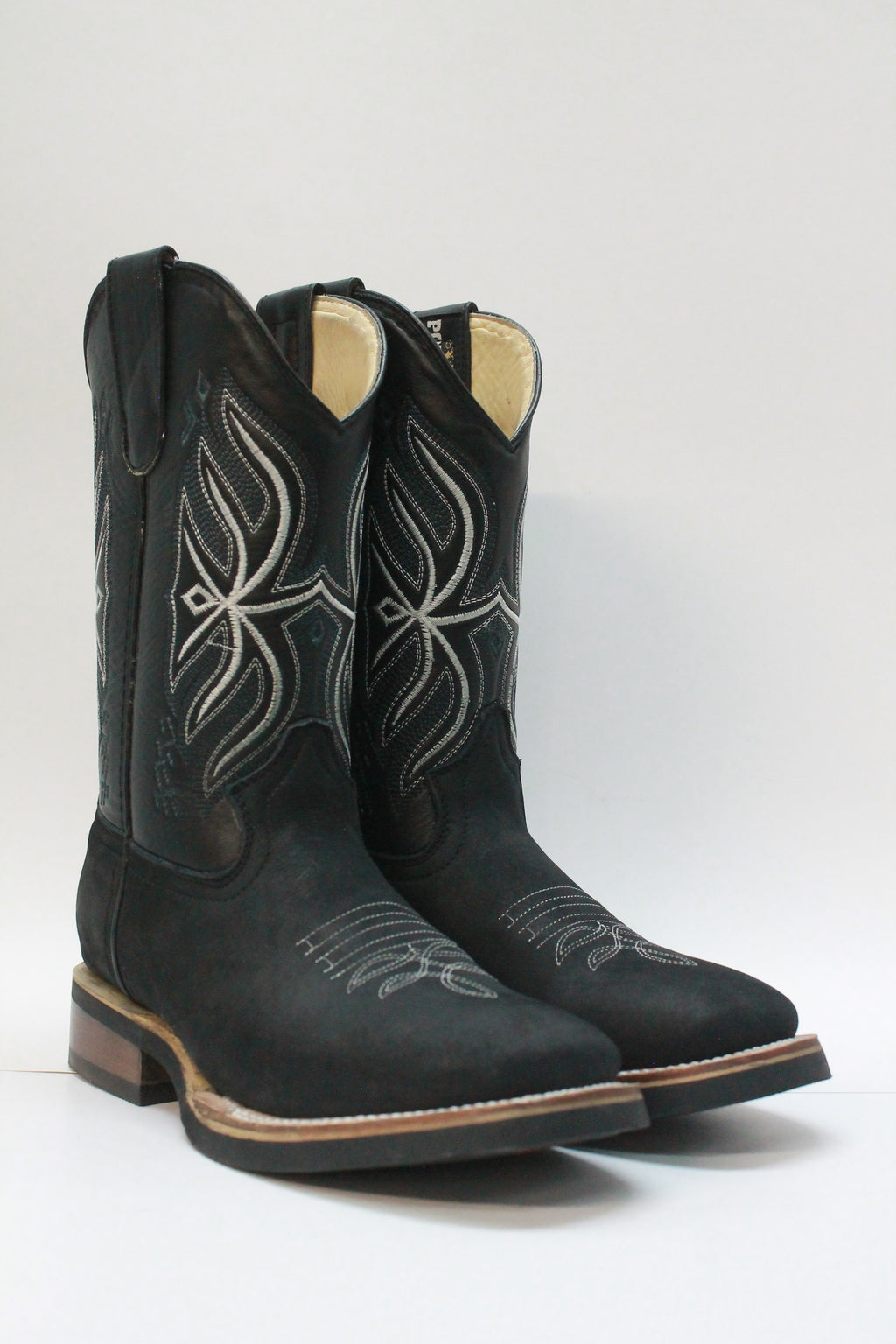 Junior Black Square Toe Boots