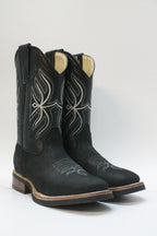 Junior Black Square Toe Boots