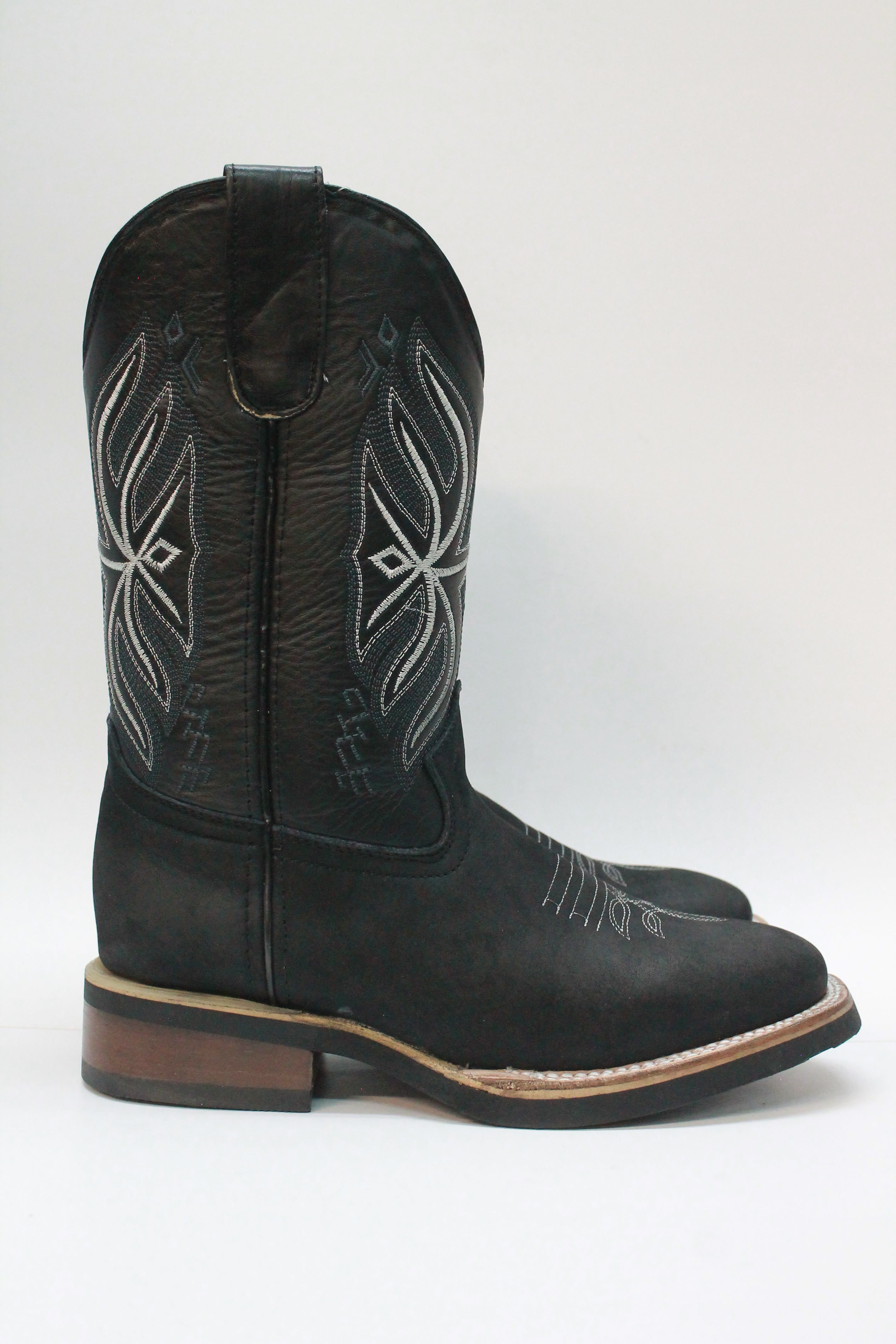 Junior Black Square Toe Boots