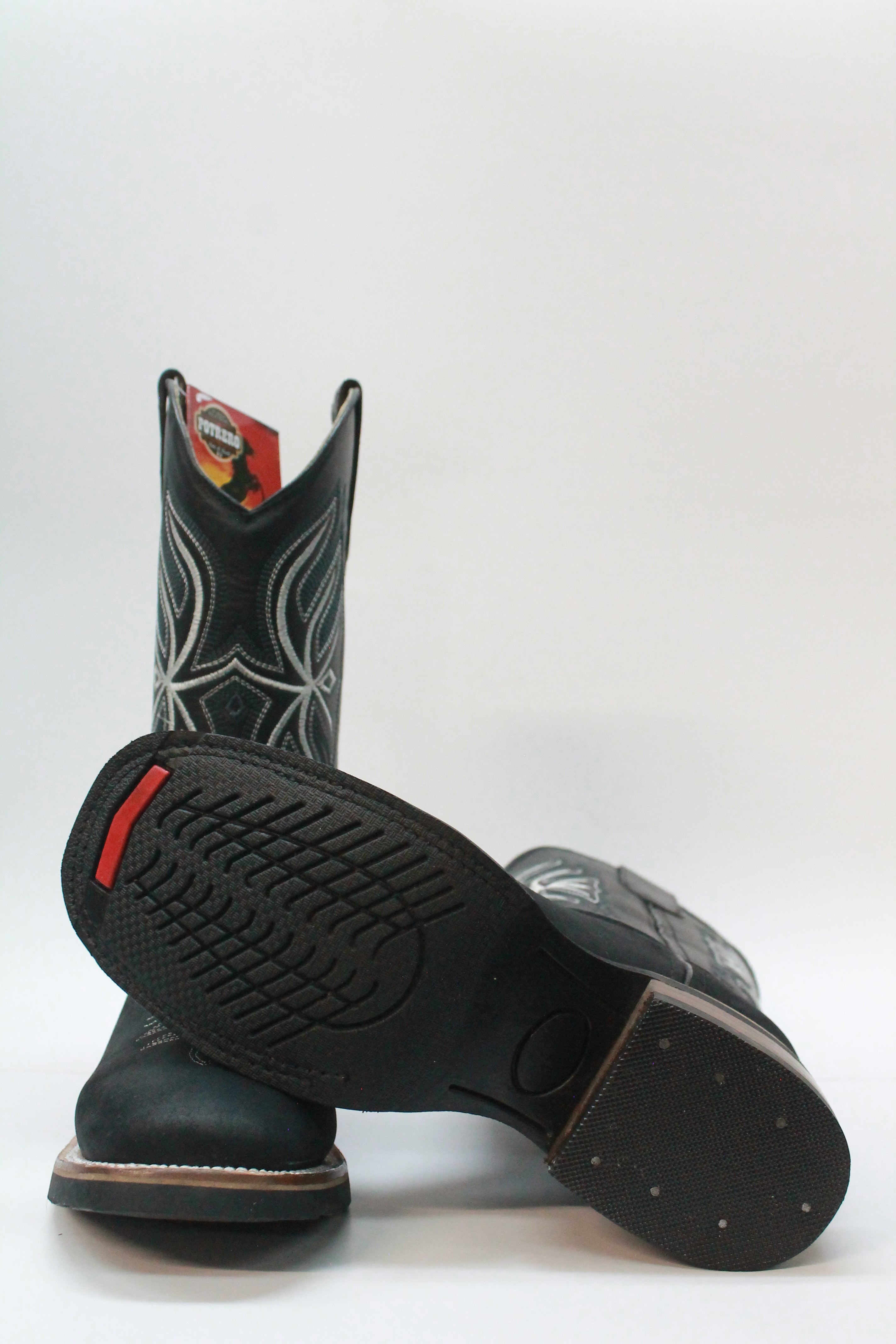 Junior Black Square Toe Boots