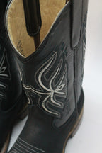 Junior Black Square Toe Boots