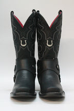 Black Biker Boots Pink Leather