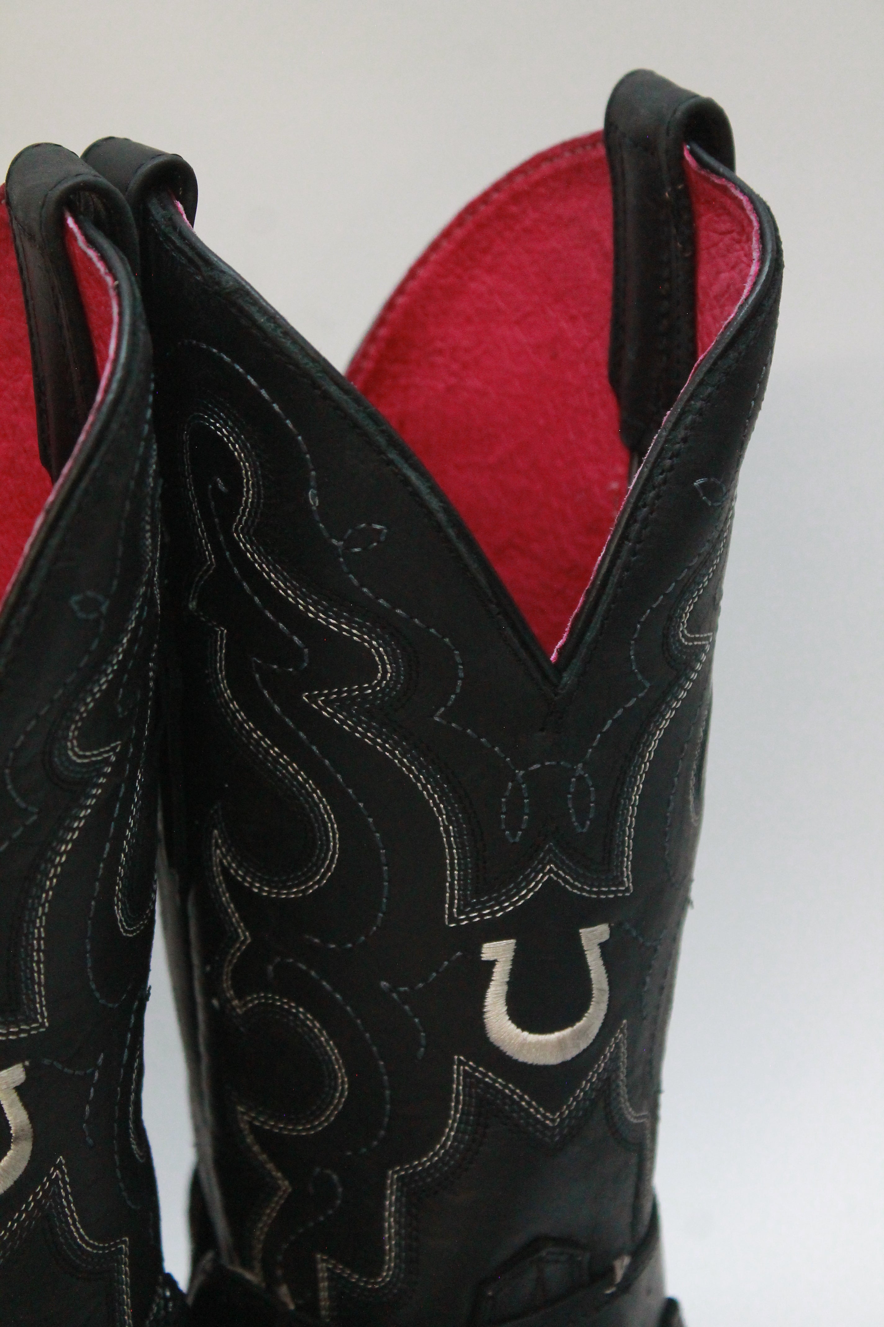 Black Biker Boots Pink Leather