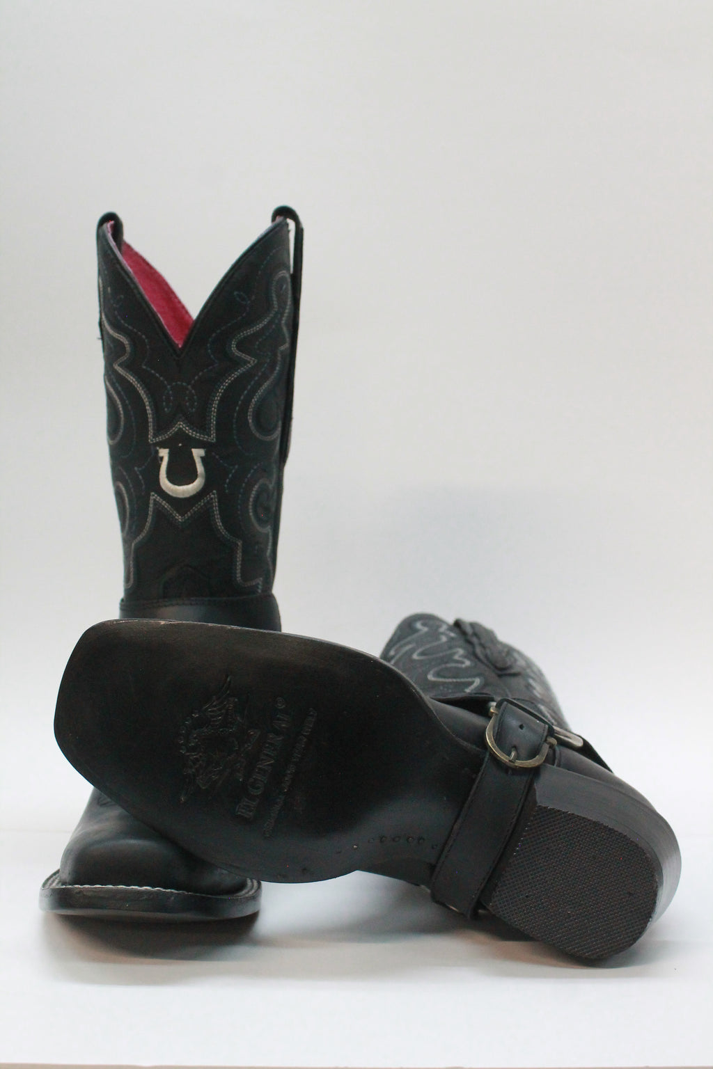 Black Biker Boots Pink Leather