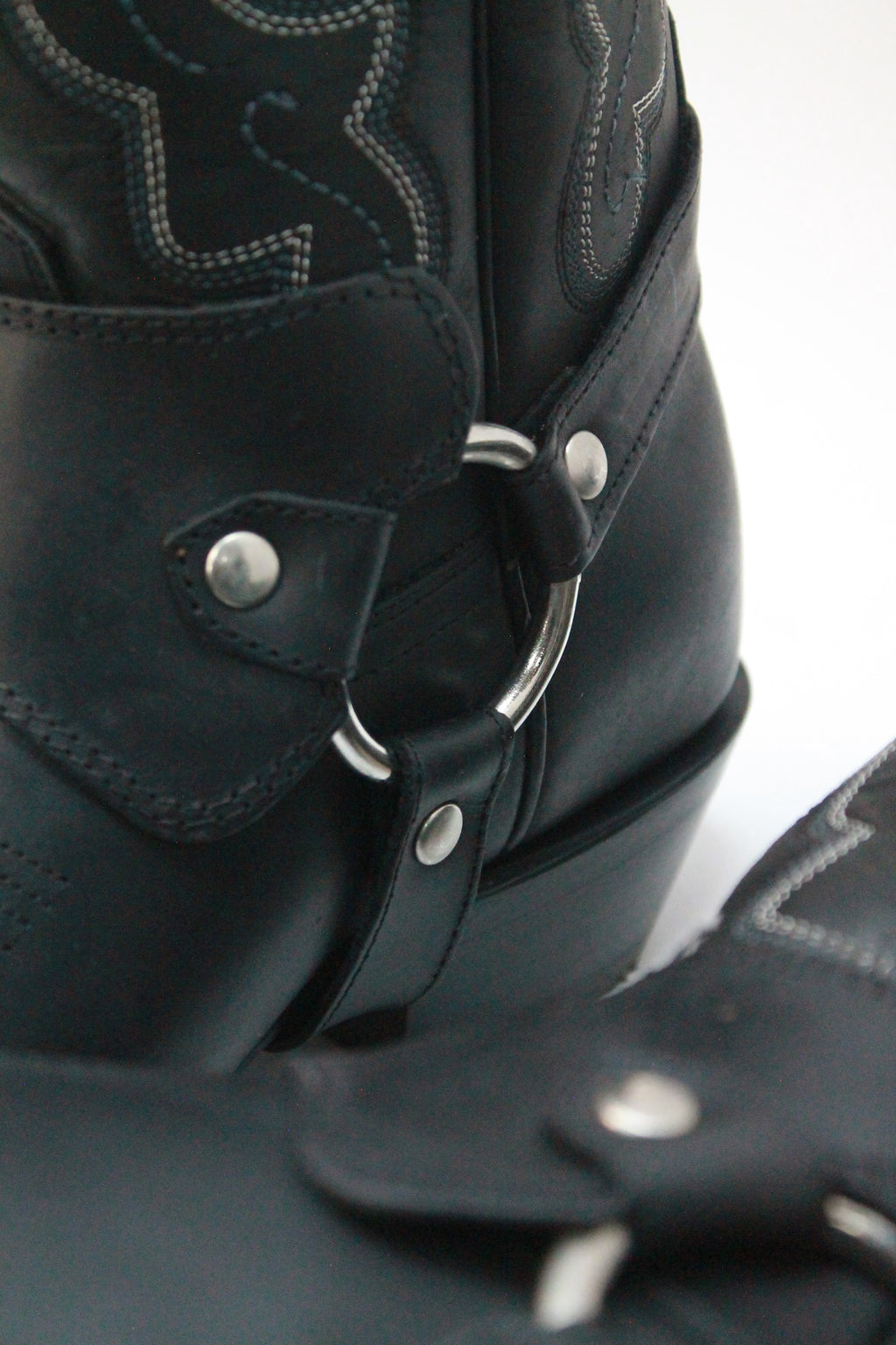 Black Biker Boots Pink Leather