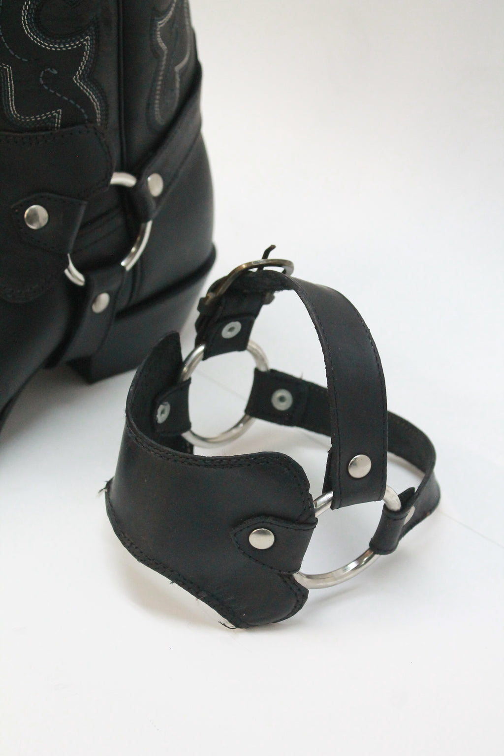 Black Biker Boots Pink Leather