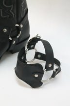 Black Biker Boots Pink Leather
