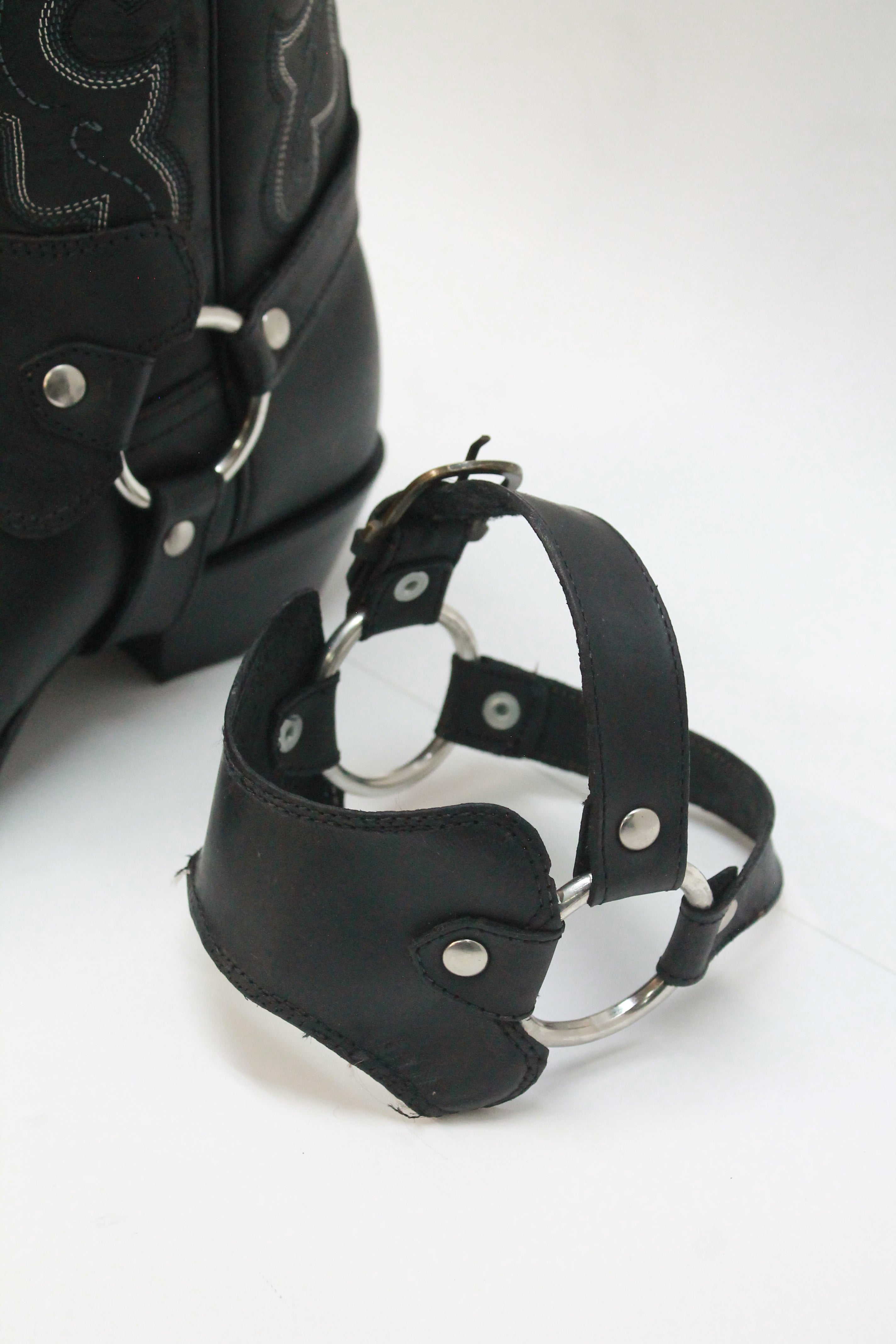 Black Biker Boots Pink Leather
