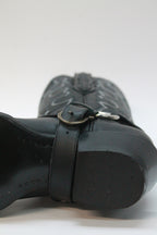 Black Biker Boots Pink Leather
