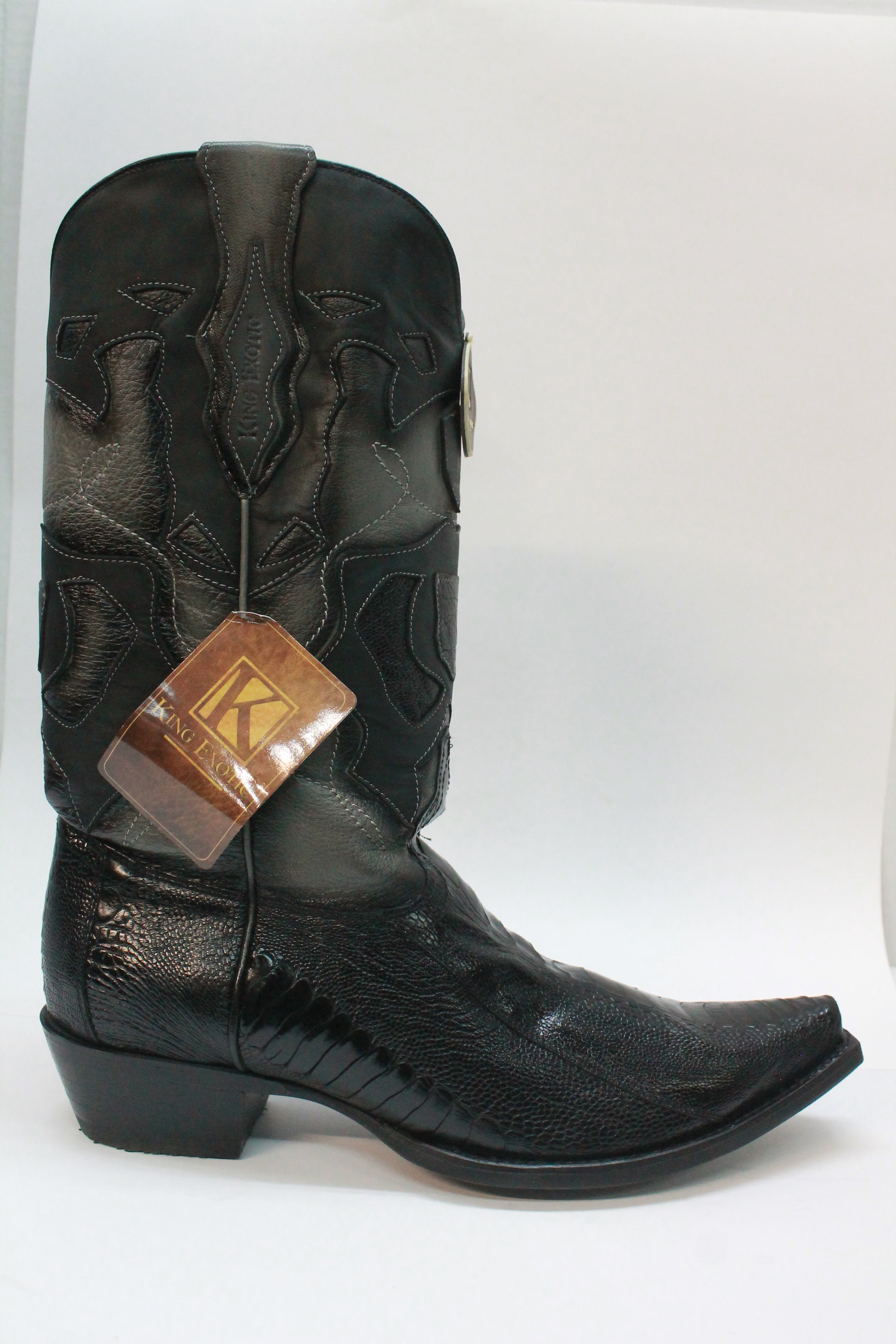 Patch Leather Men's Black Boots