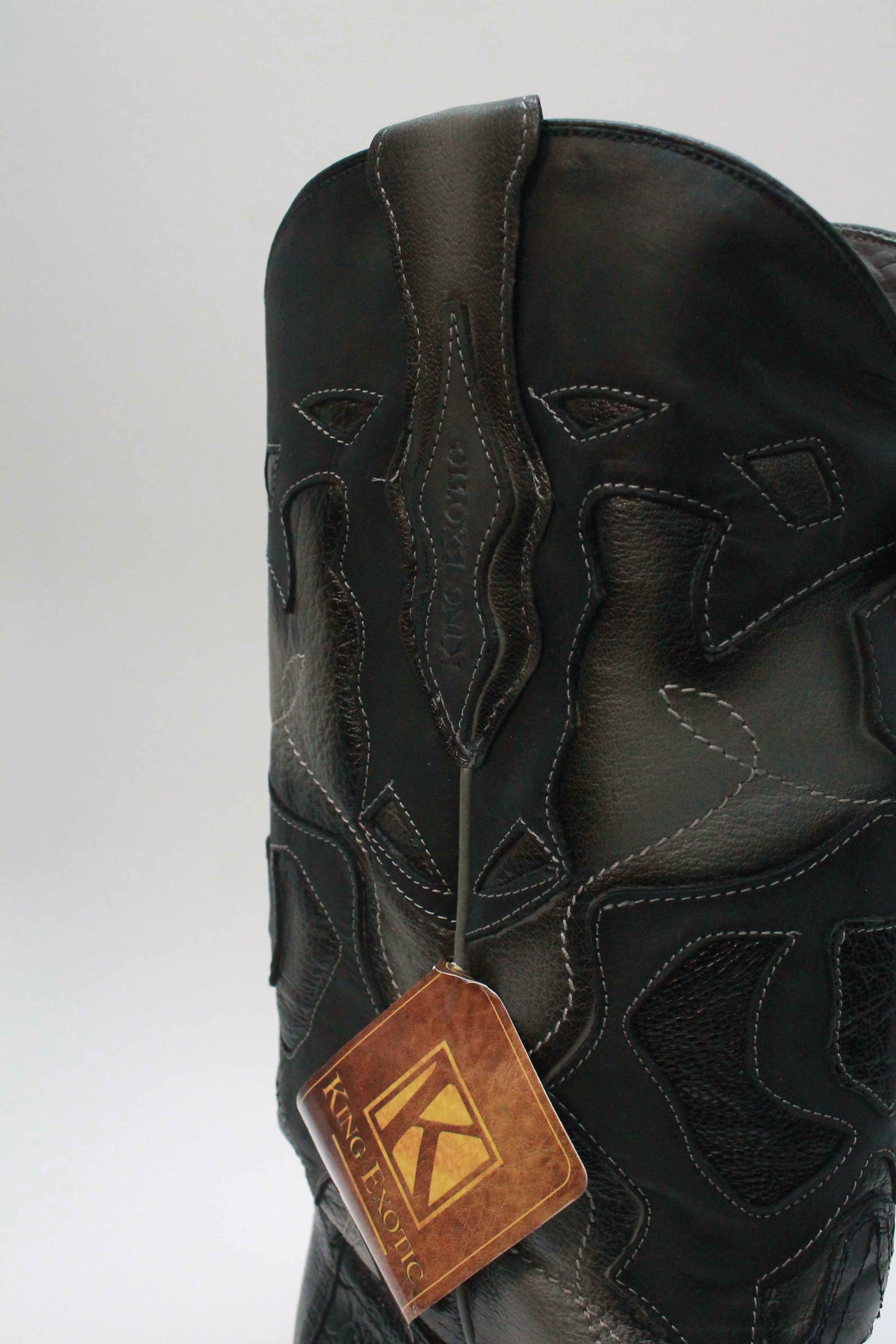 Patch Leather Men's Black Boots