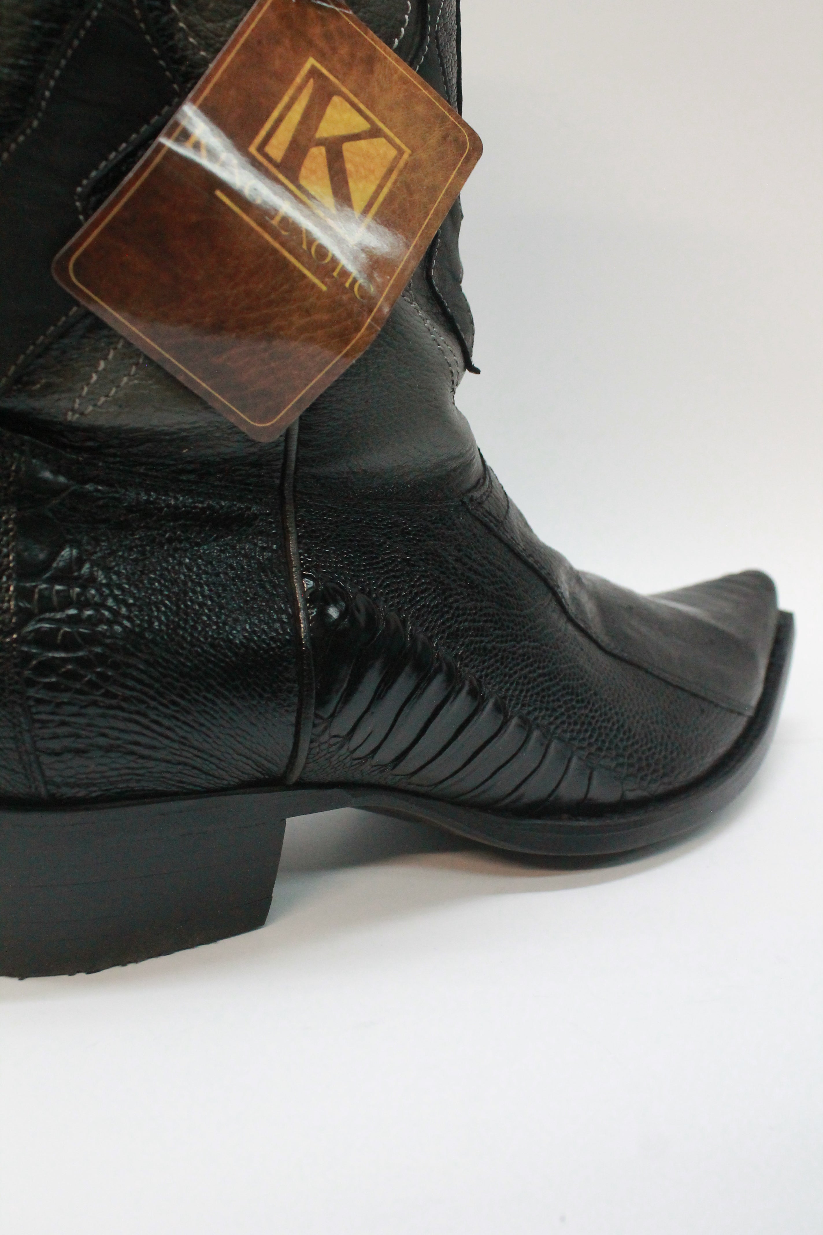 Patch Leather Men's Black Boots