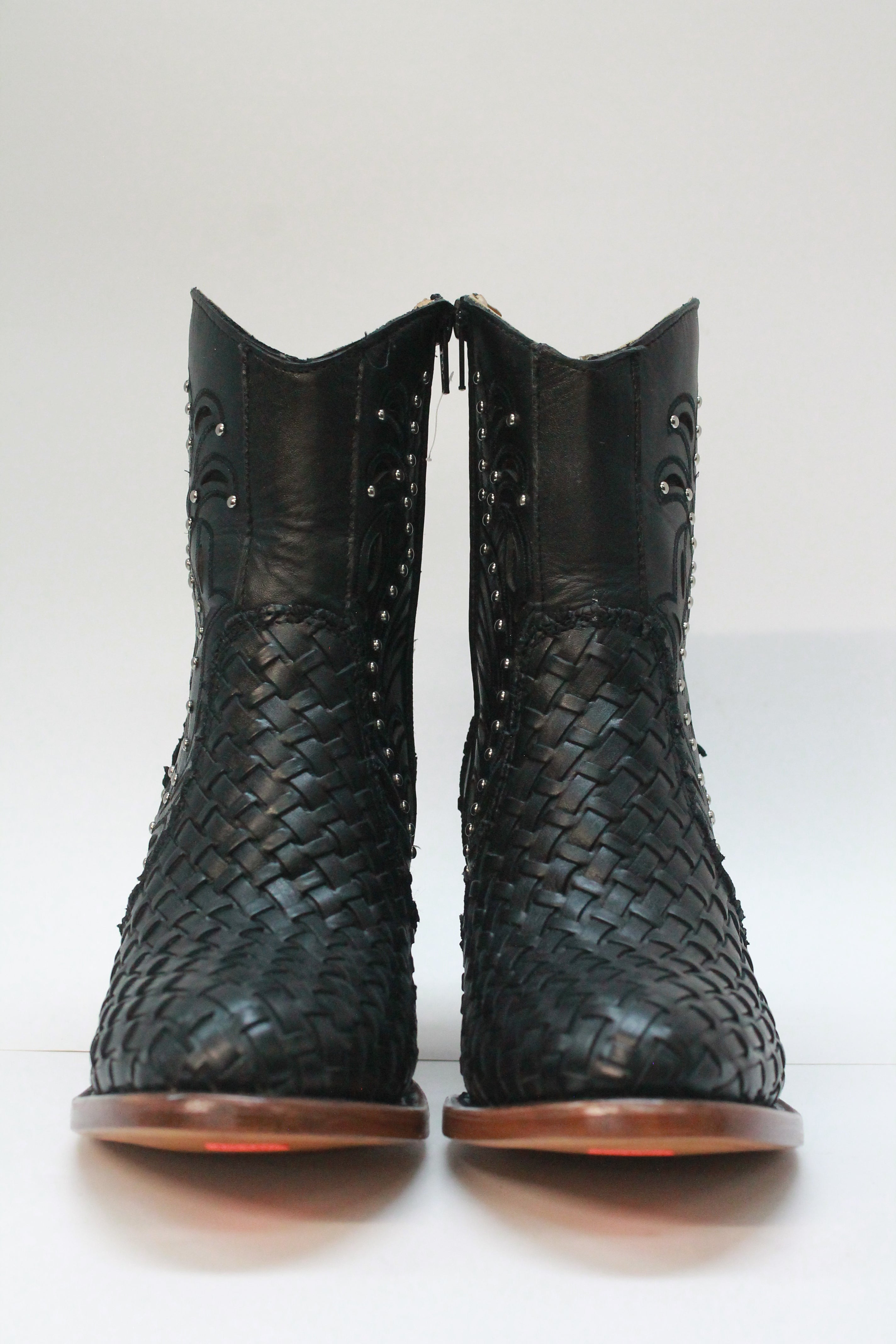Short Black Braided Boots