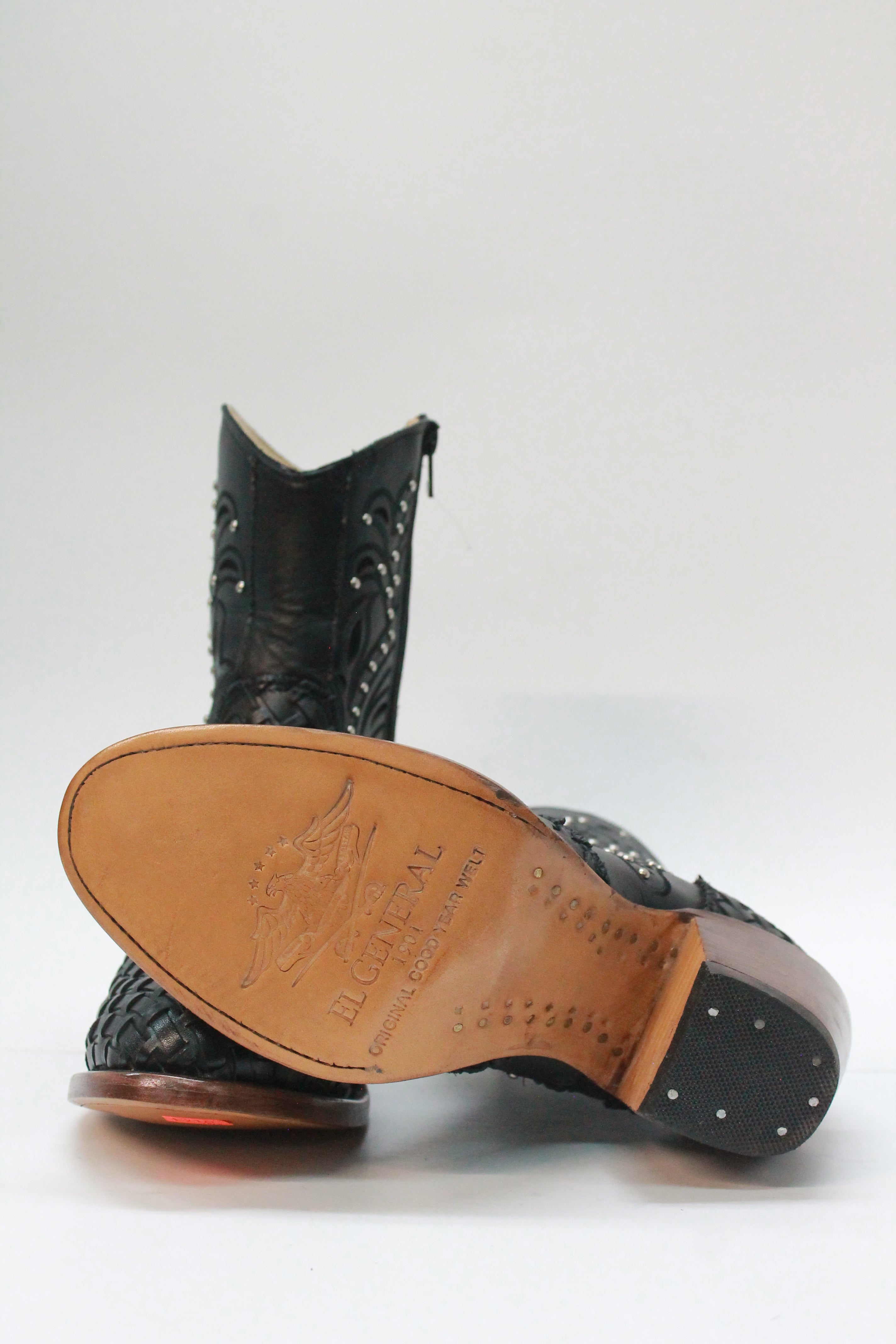 Short Black Braided Boots