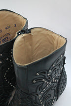 Short Black Braided Boots