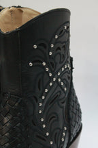 Short Black Braided Boots