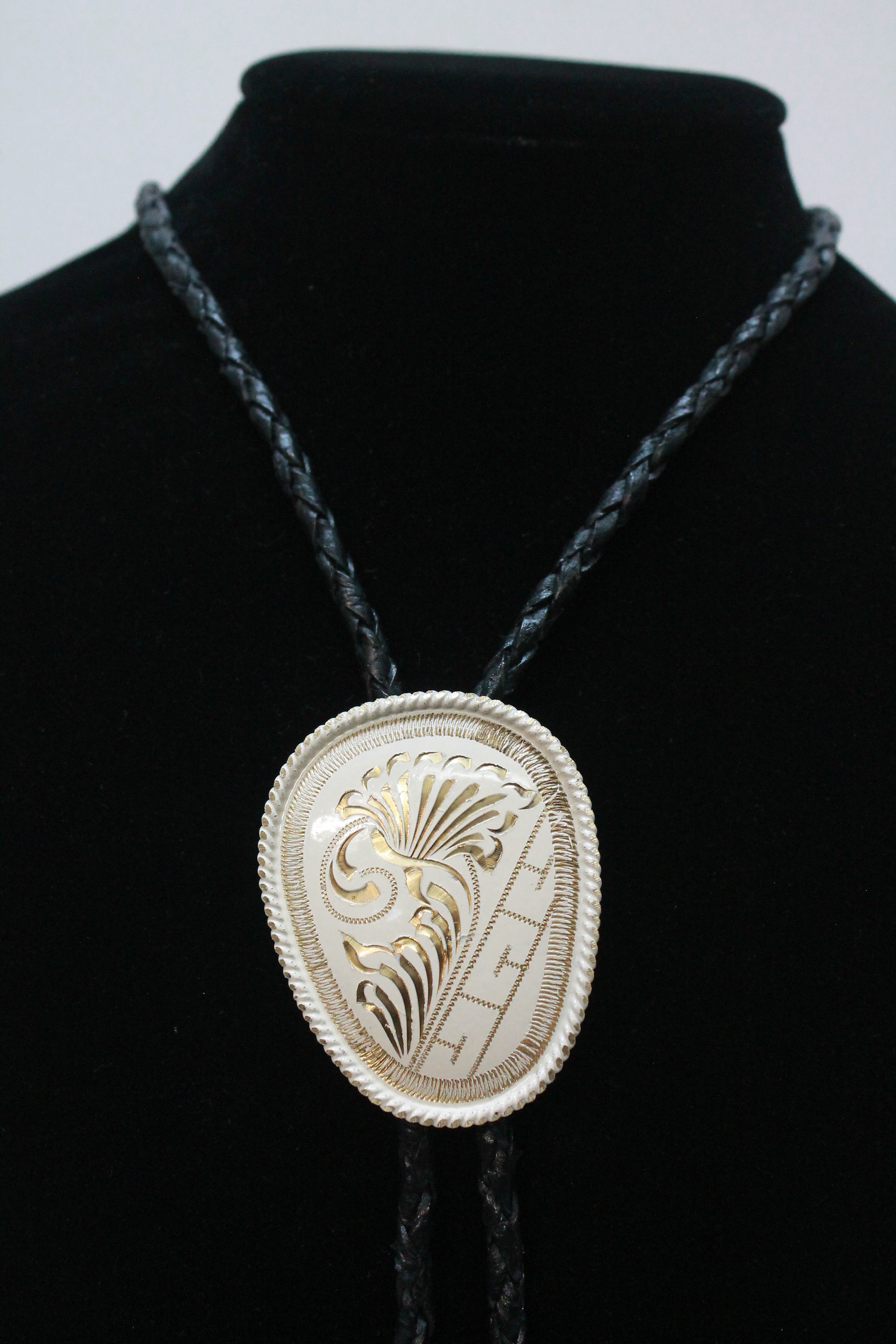 Two Tone Floral Bolo Tie