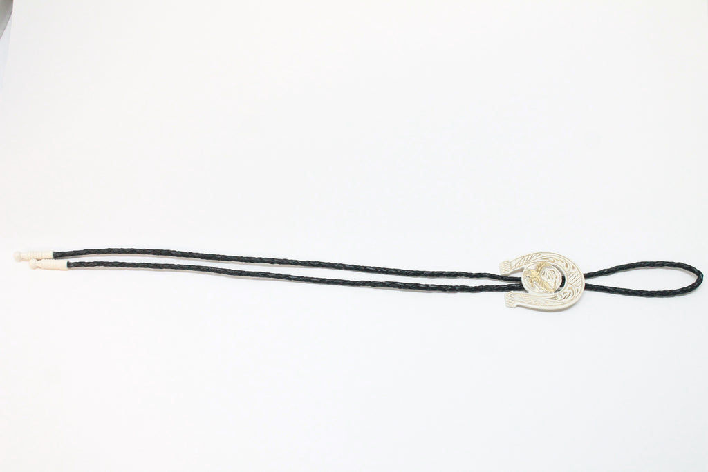 Two Tone Eagle & Horseshoe Bolo Tie