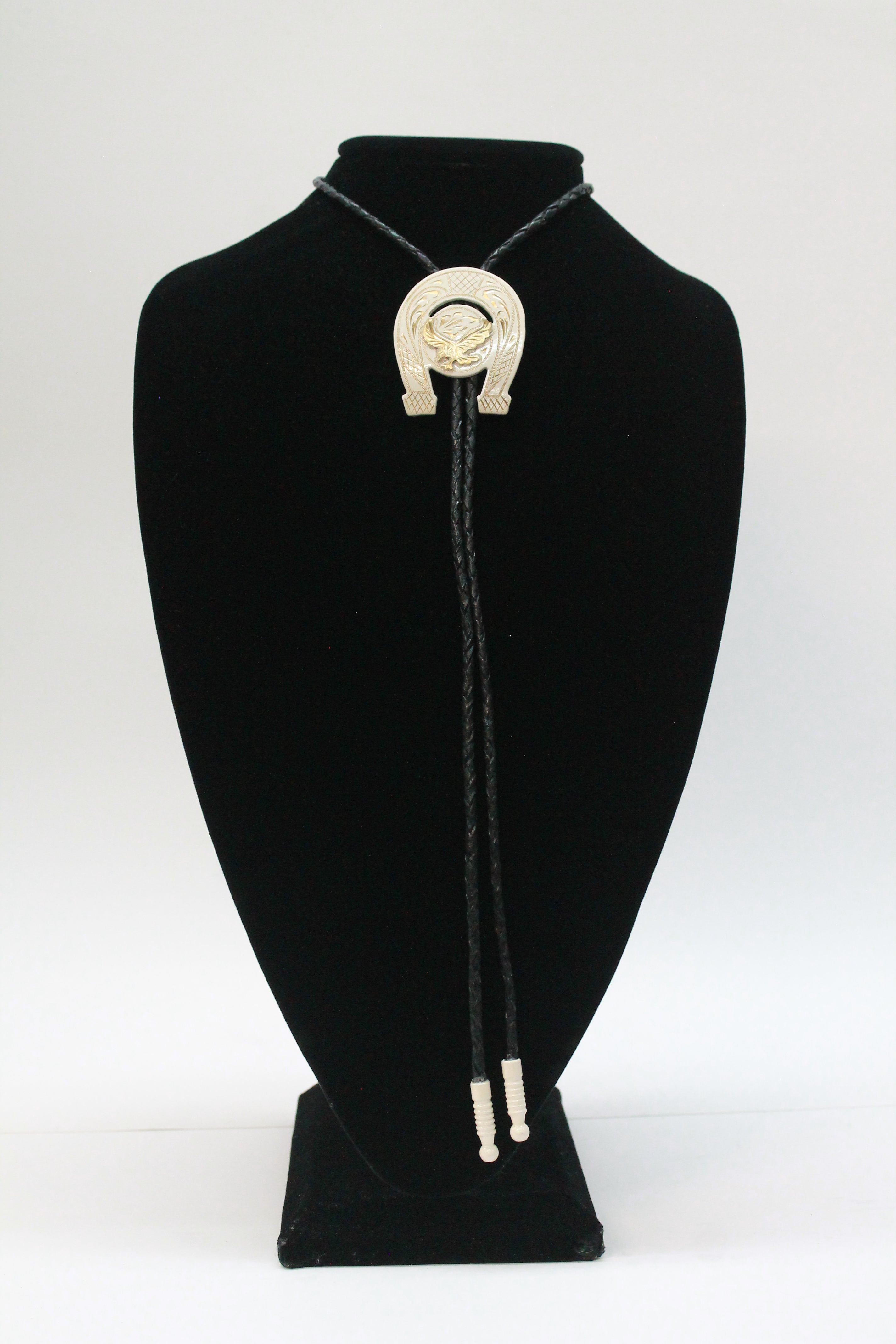 Two Tone Eagle & Horseshoe Bolo Tie