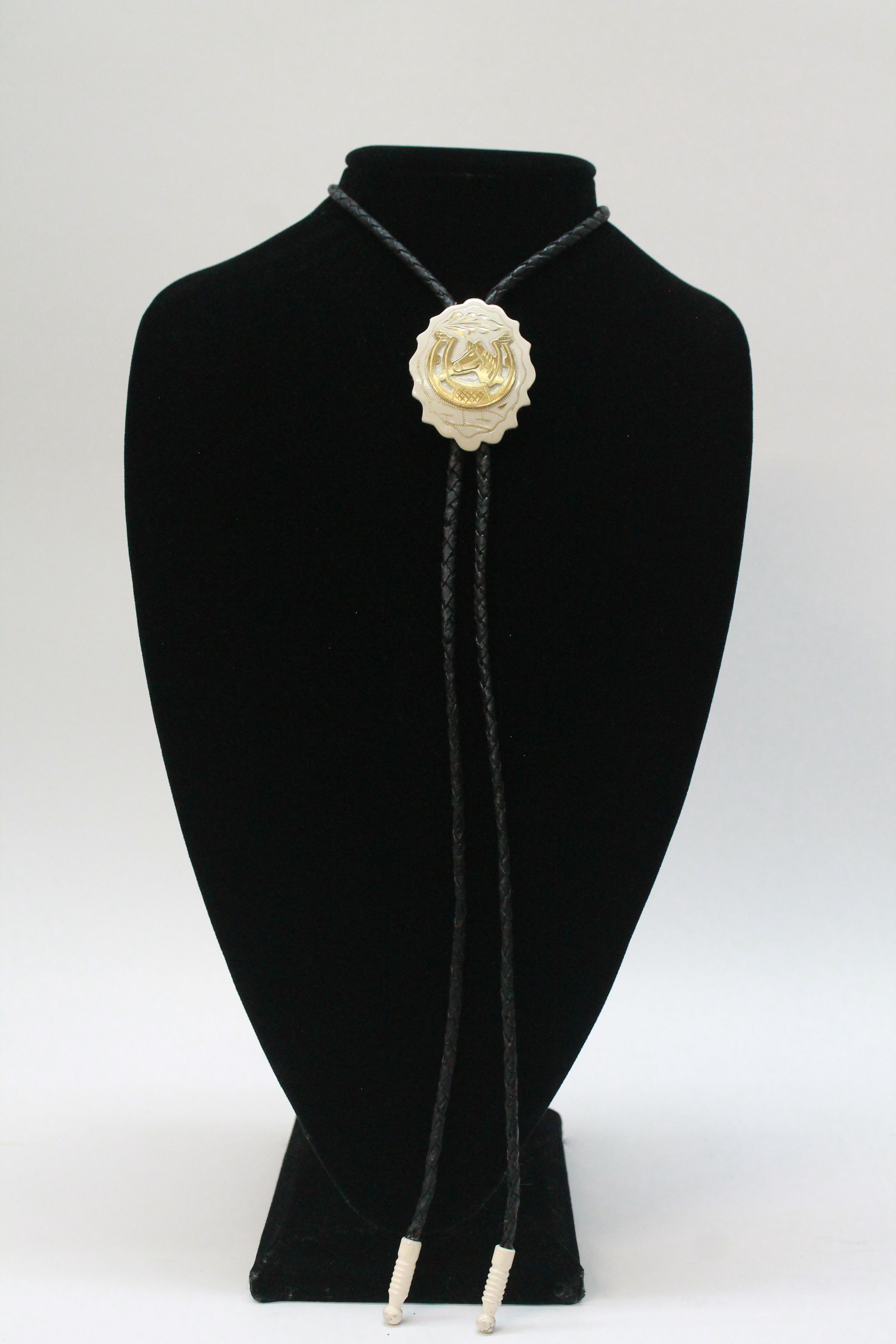 Two Tone Horse & Horseshoe Bolo Tie