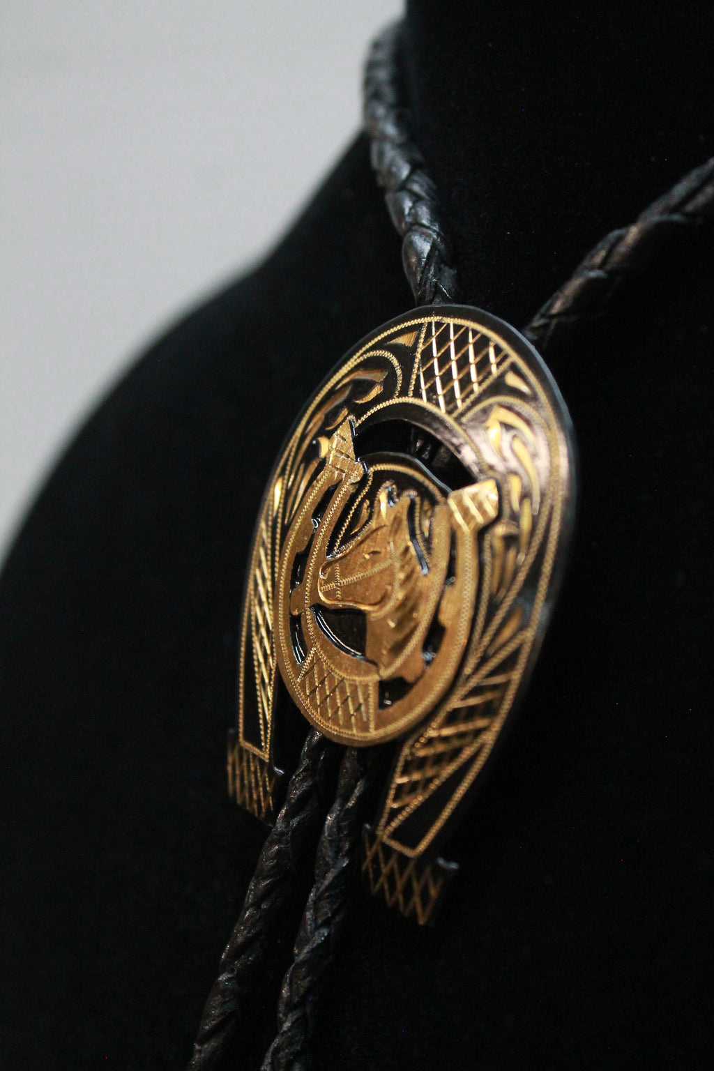 Two Tone Horse & Horseshoe Bolo Tie