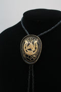 Two Tone Oval Horse & Horseshoe Bolo Tie