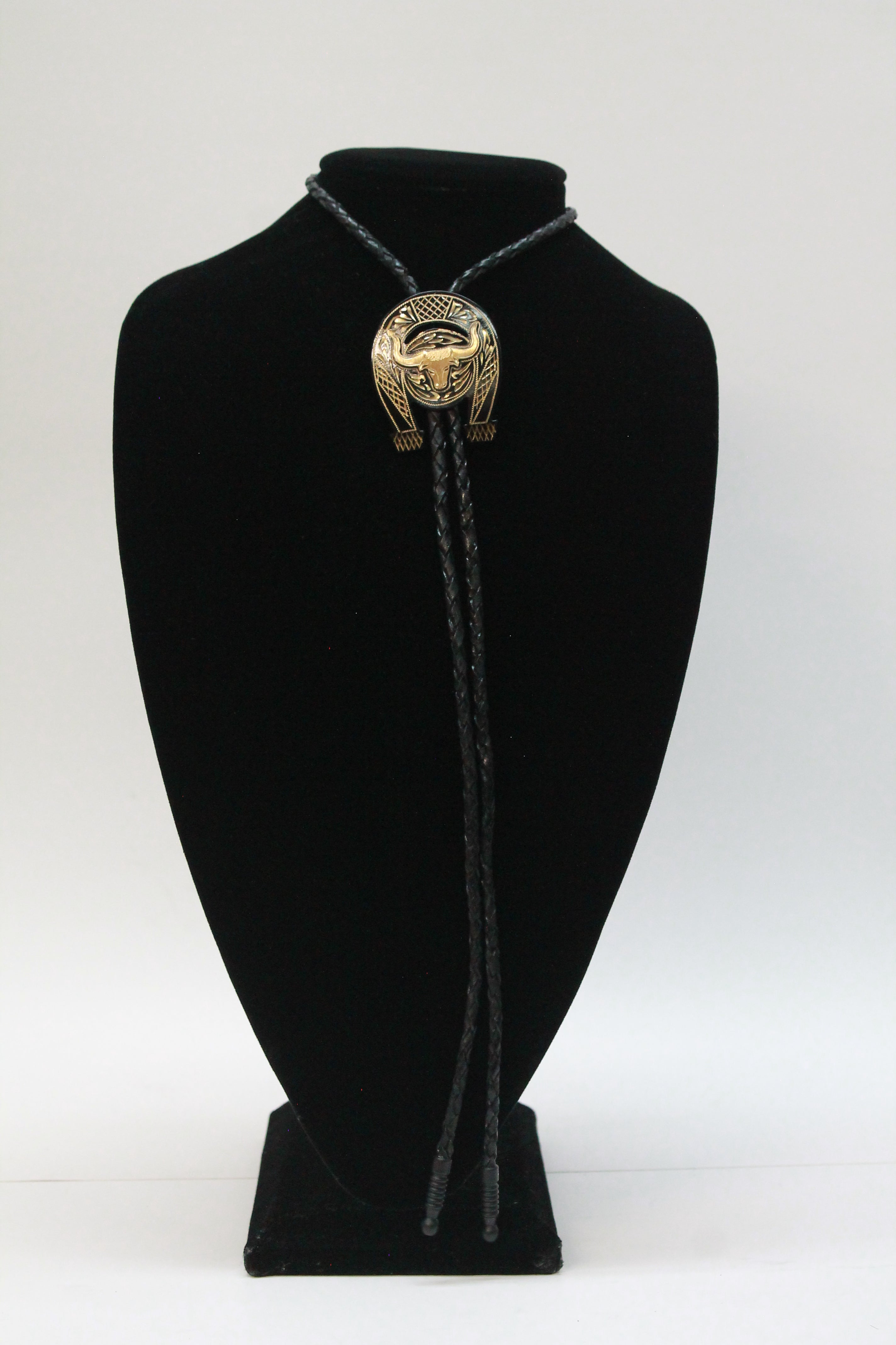 Two Tone Longhorn & Horseshoe Bolo Tie