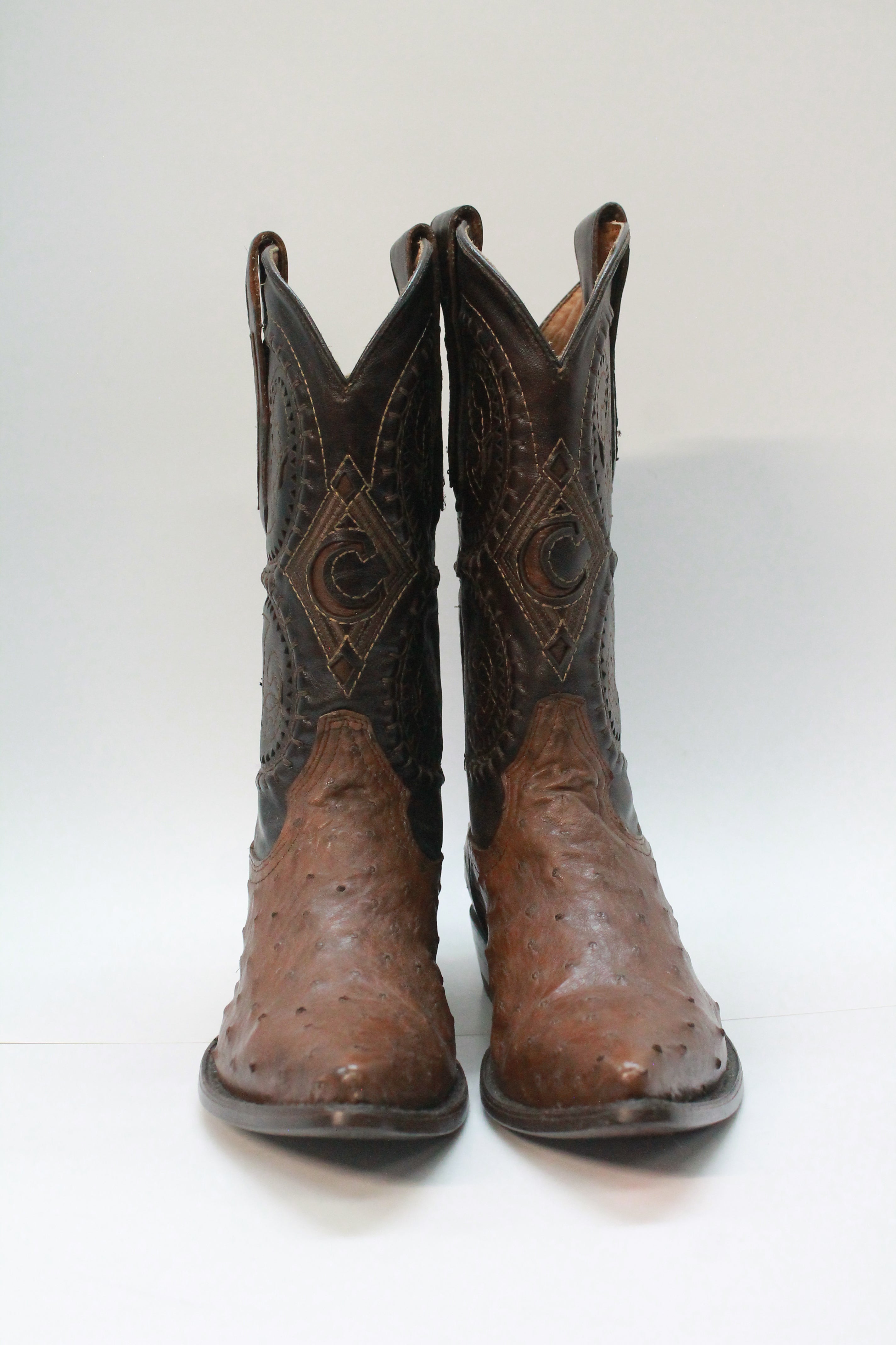 Brown Ostrich Leather Western Boots