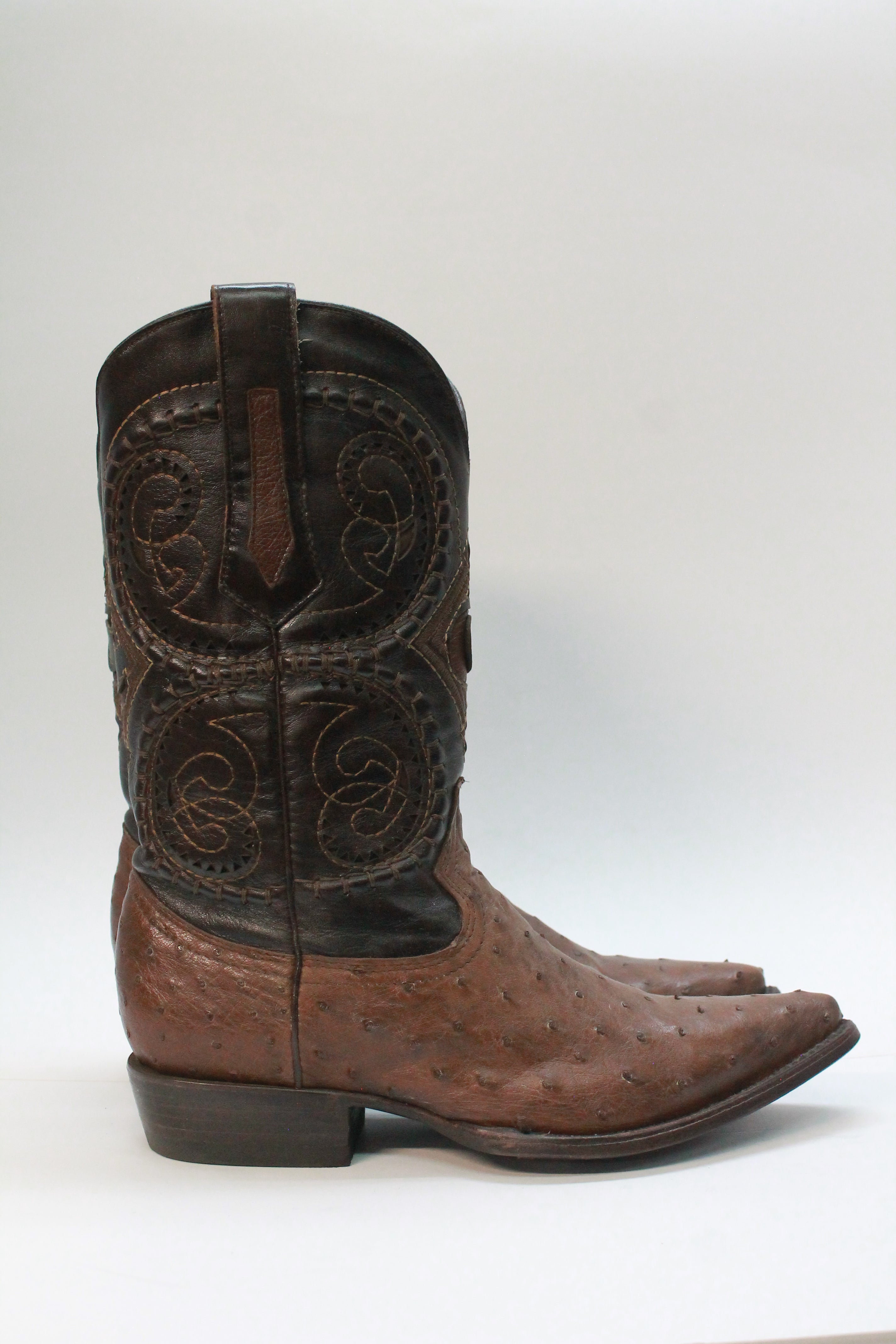 Brown Ostrich Leather Western Boots