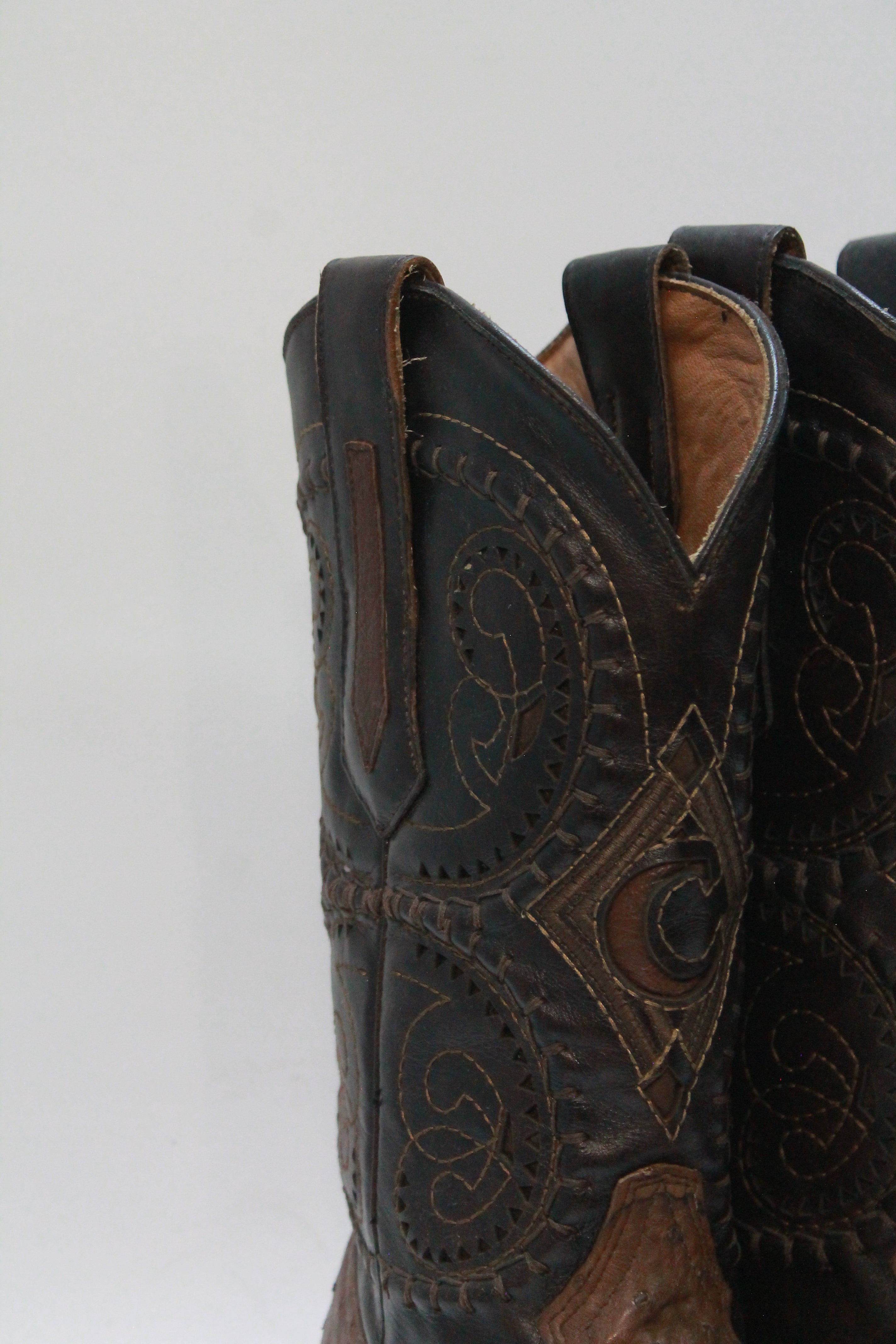 Brown Ostrich Leather Western Boots