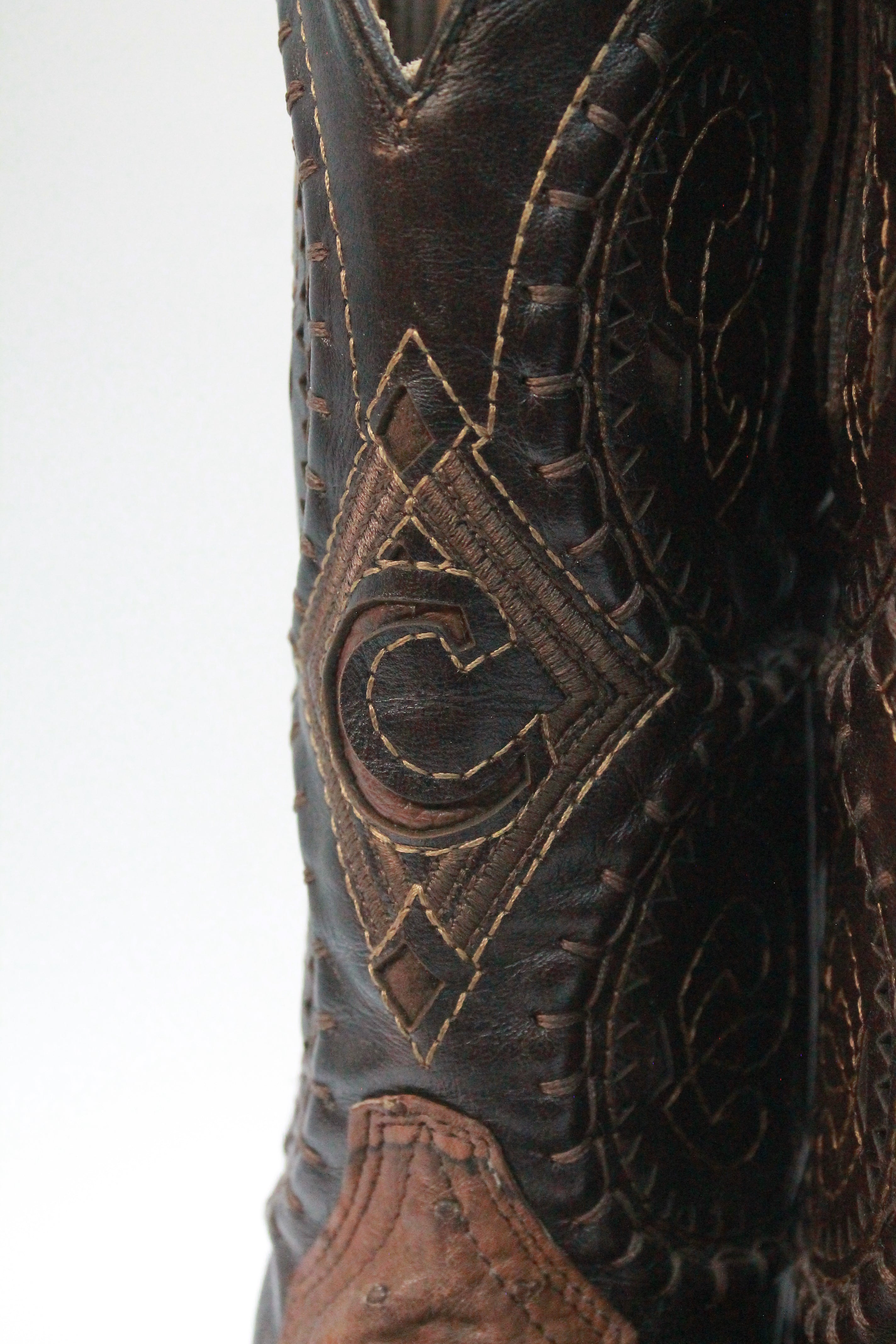 Brown Ostrich Leather Western Boots