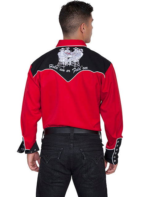 ace embroidered red shirt
