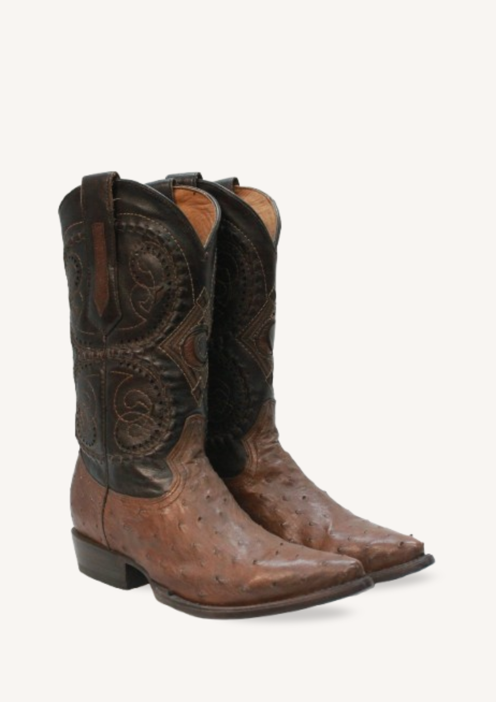 Brown Ostrich Leather Western Boots