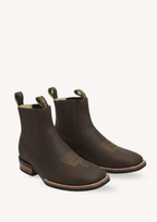 Ankle-Length Suede Boot with Medallion