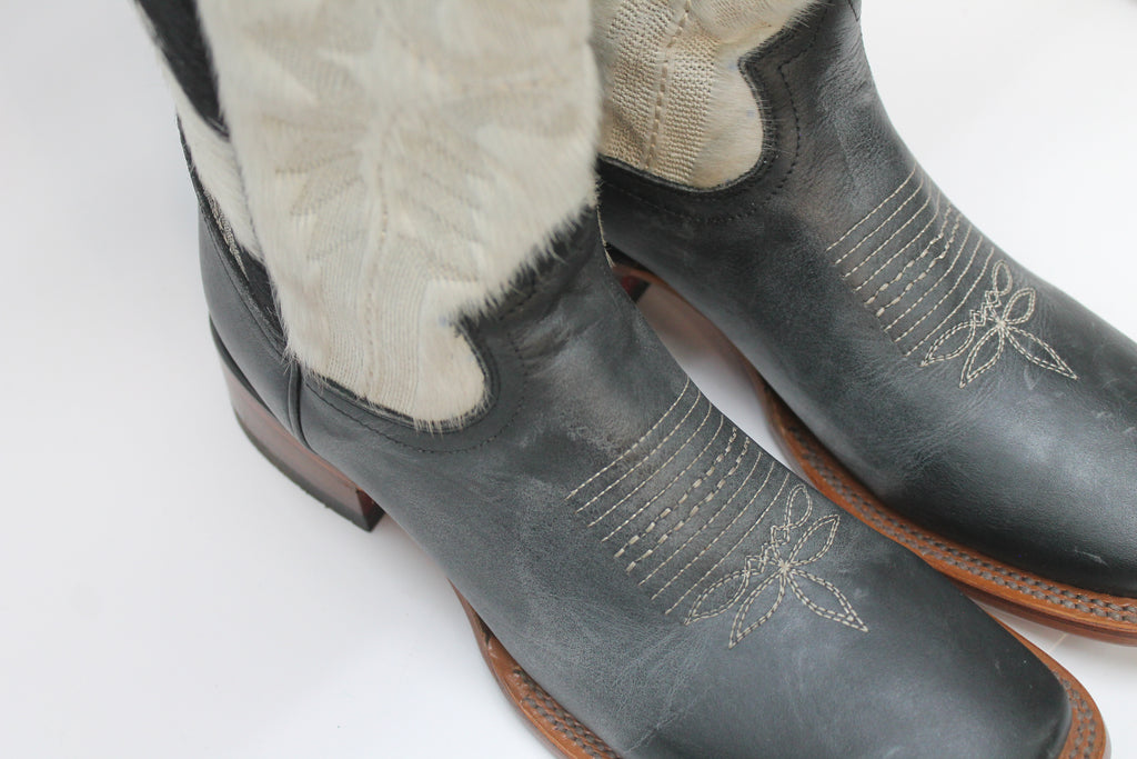 KNEE HIGH COWHIDE LEATHER BOOTS
