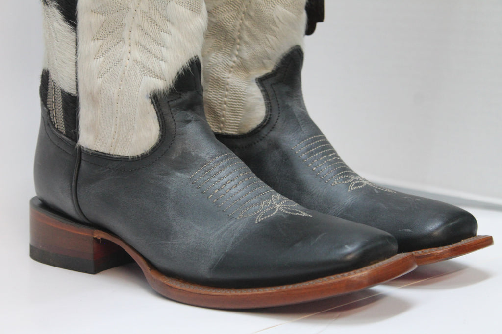 KNEE HIGH COWHIDE LEATHER BOOTS