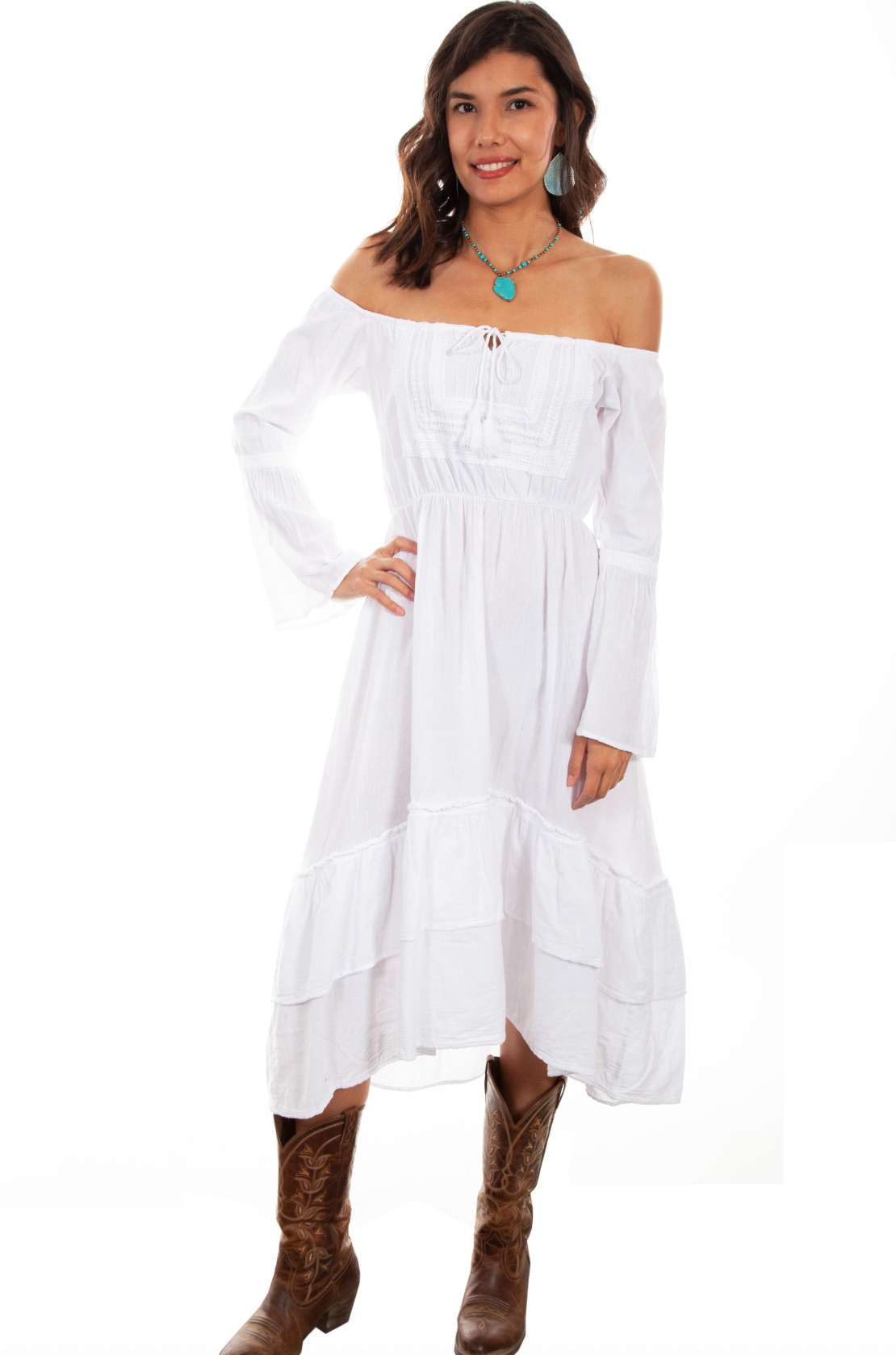 Long Cotton Bell Sleeve Dress